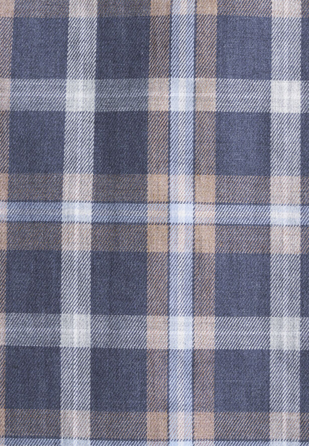 Seidensticker Flannel shirt Slim Long sleeve Button-Down-Collar Check Blue