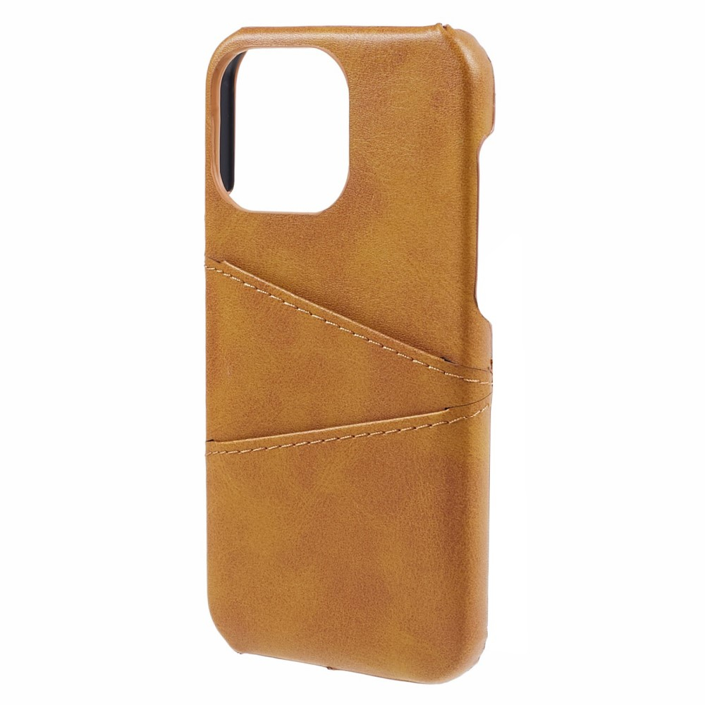 iPhone 15 Pro Leder Hülle Snap Case   Kartenfach - Hellbraun