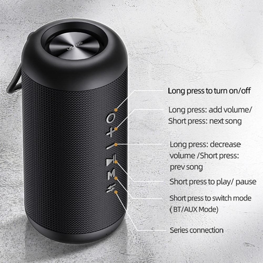 Outdoor Wireless Bluetooth Lautsprecher Wasserdicht IPX6 (US-YX008) - Schwarz