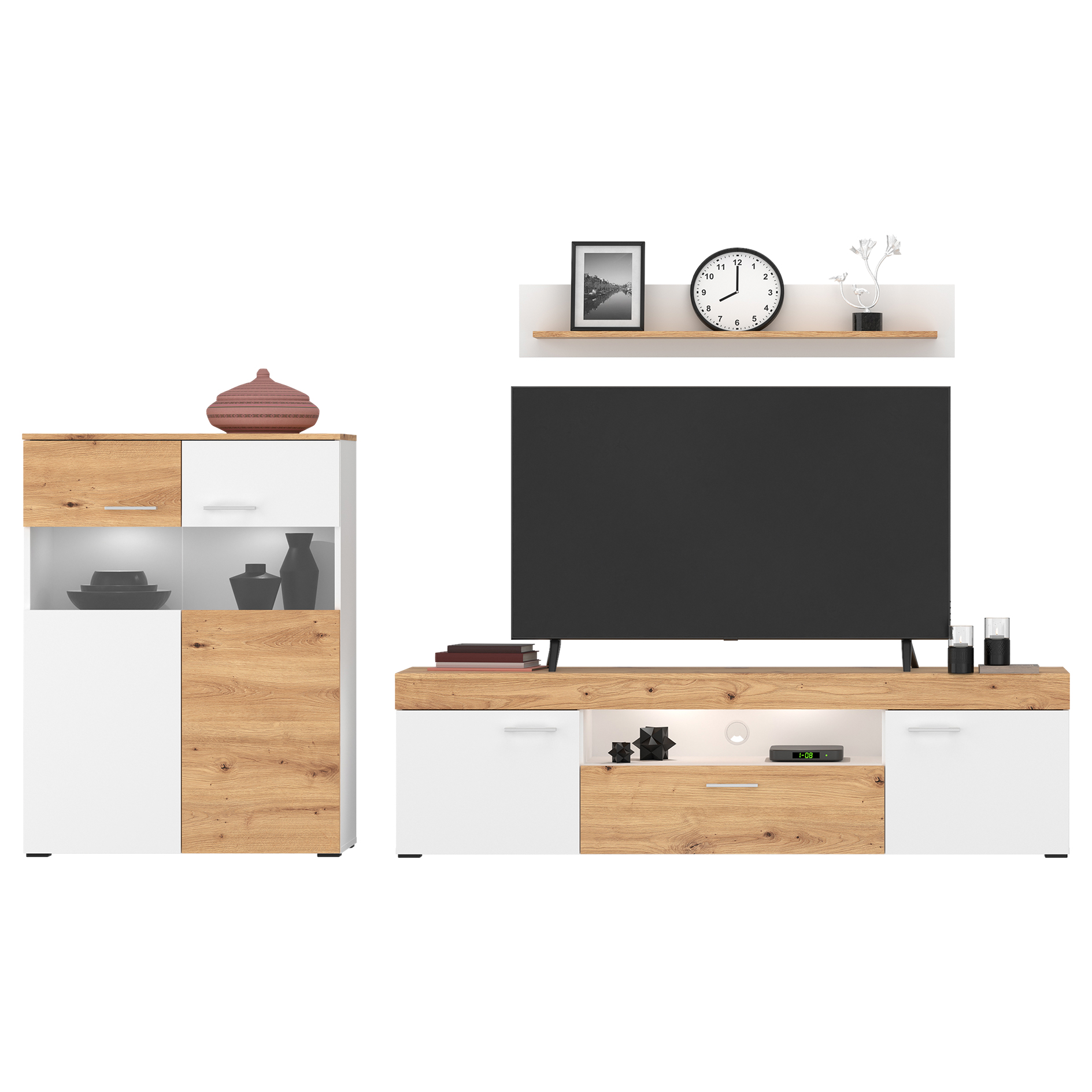 Wandboard - Alpinweiß - Artisan Eiche - 120 cm