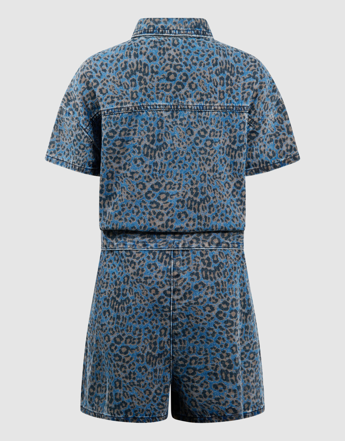 Denim Leopard Jumspuit Blauw