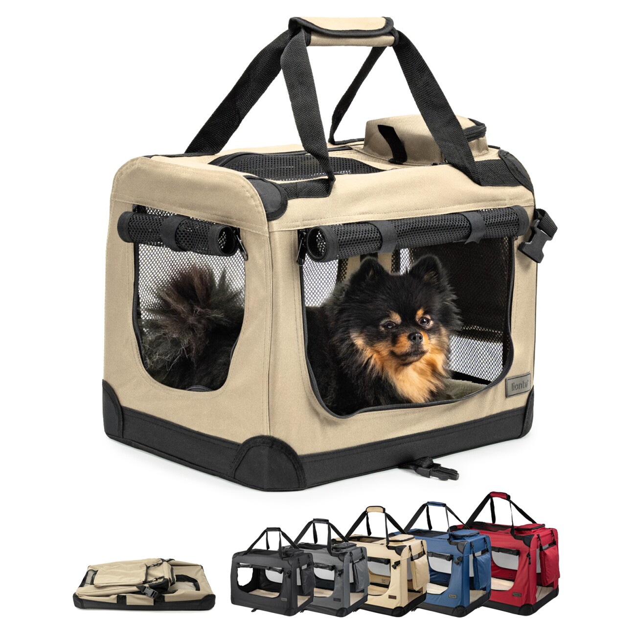 Lionto Hundetransportbox - faltbar - beige S