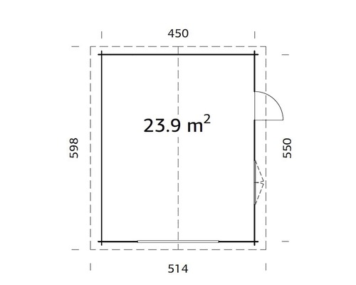 Enkele garage Palmako Roger 23,9 m² zonder deur 450 x 550 cm dompelgegrond bruin