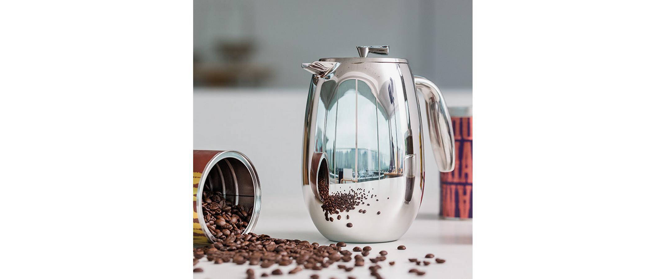 Kaffeebereiter Columbia Verchromt, 1 lDoppelwandige Kaffeemaschine, 8 Tassen