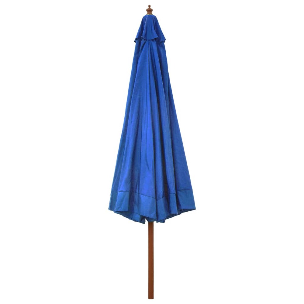 Parasol avec mât en bois 330 cm bleu