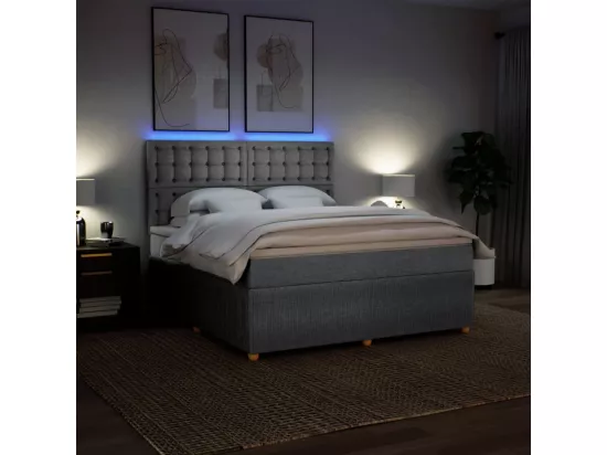 Sommier à lattes de lit avec matelas Gris clair 180x200cm Tissu