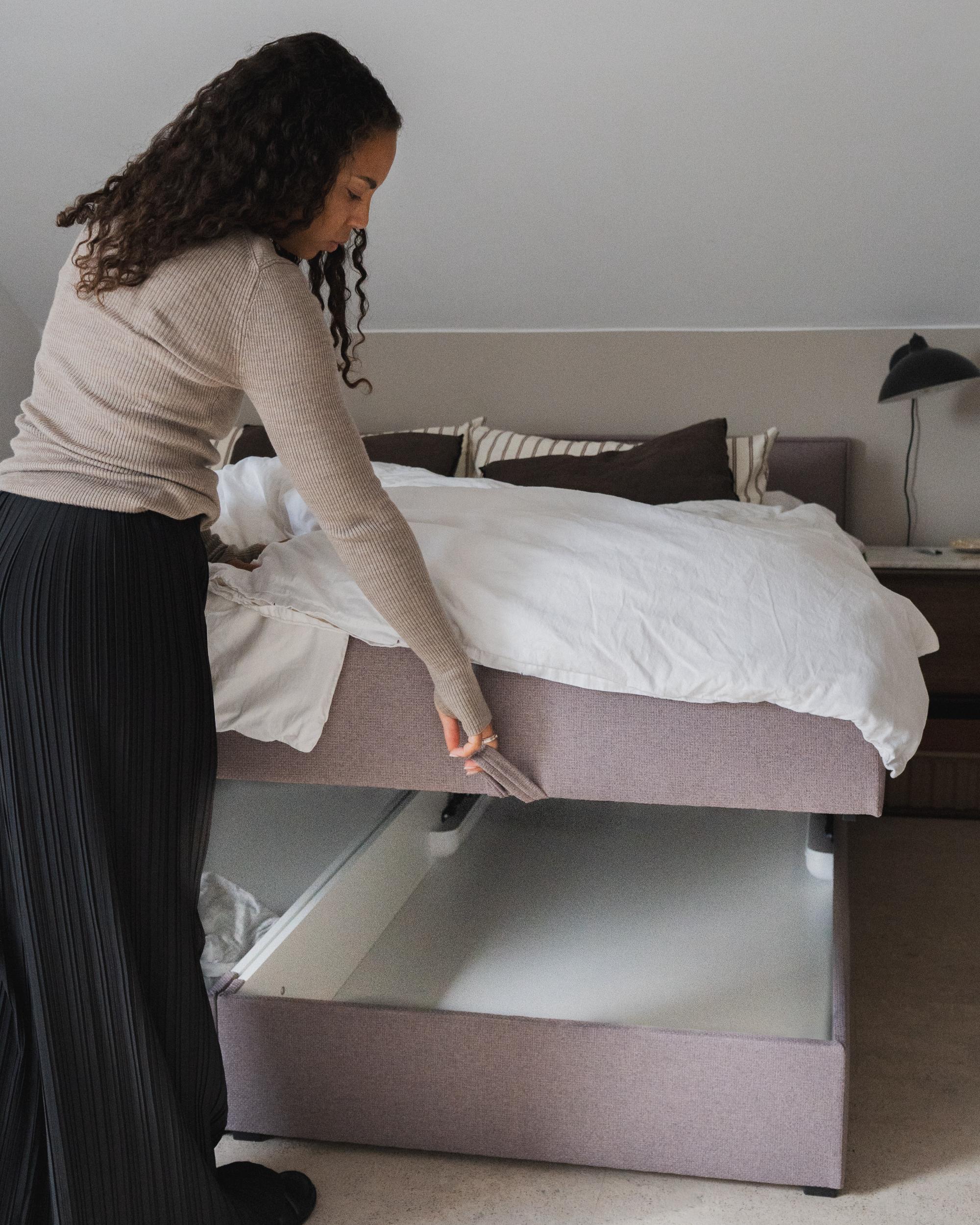 Boxspring met opbergruimte Stof BARONET 180 x 200 cm Taupe