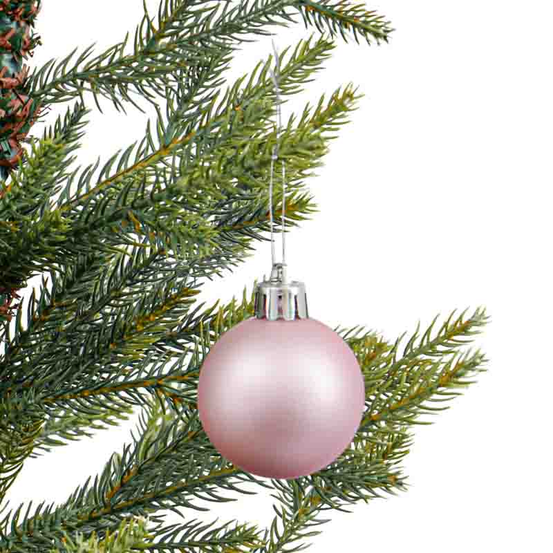 Lot de 32 boules avec 32 accroches rose