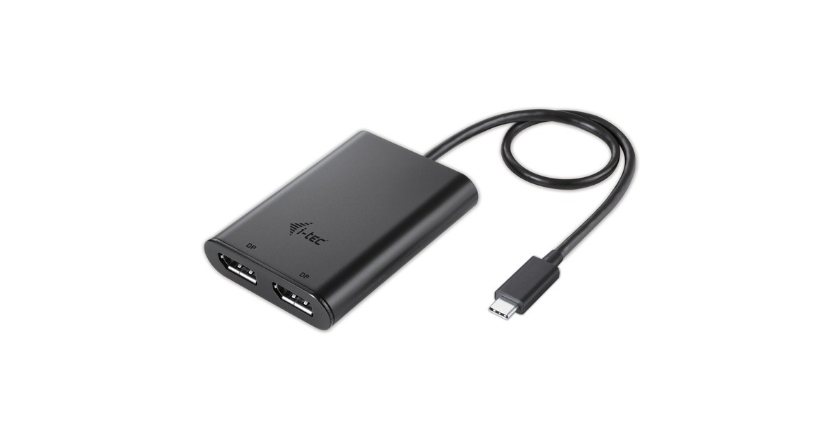 i-tecUSB-C > Dual DisplayPort adapter  (Zwart, 0,3 meter, 4K)