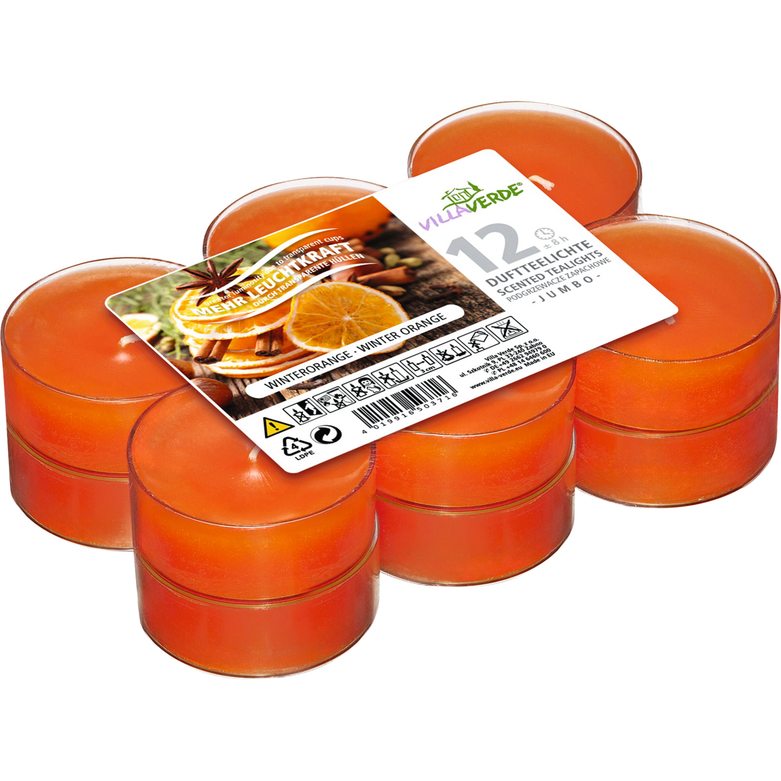 Jumbo Duftteelichter Winterorange, 12 Stück