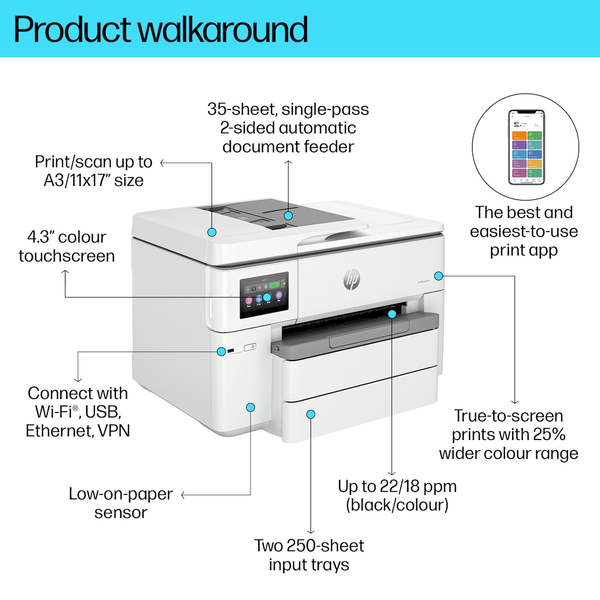 HP OfficeJet Pro 9730e AIO Inkjet skriver