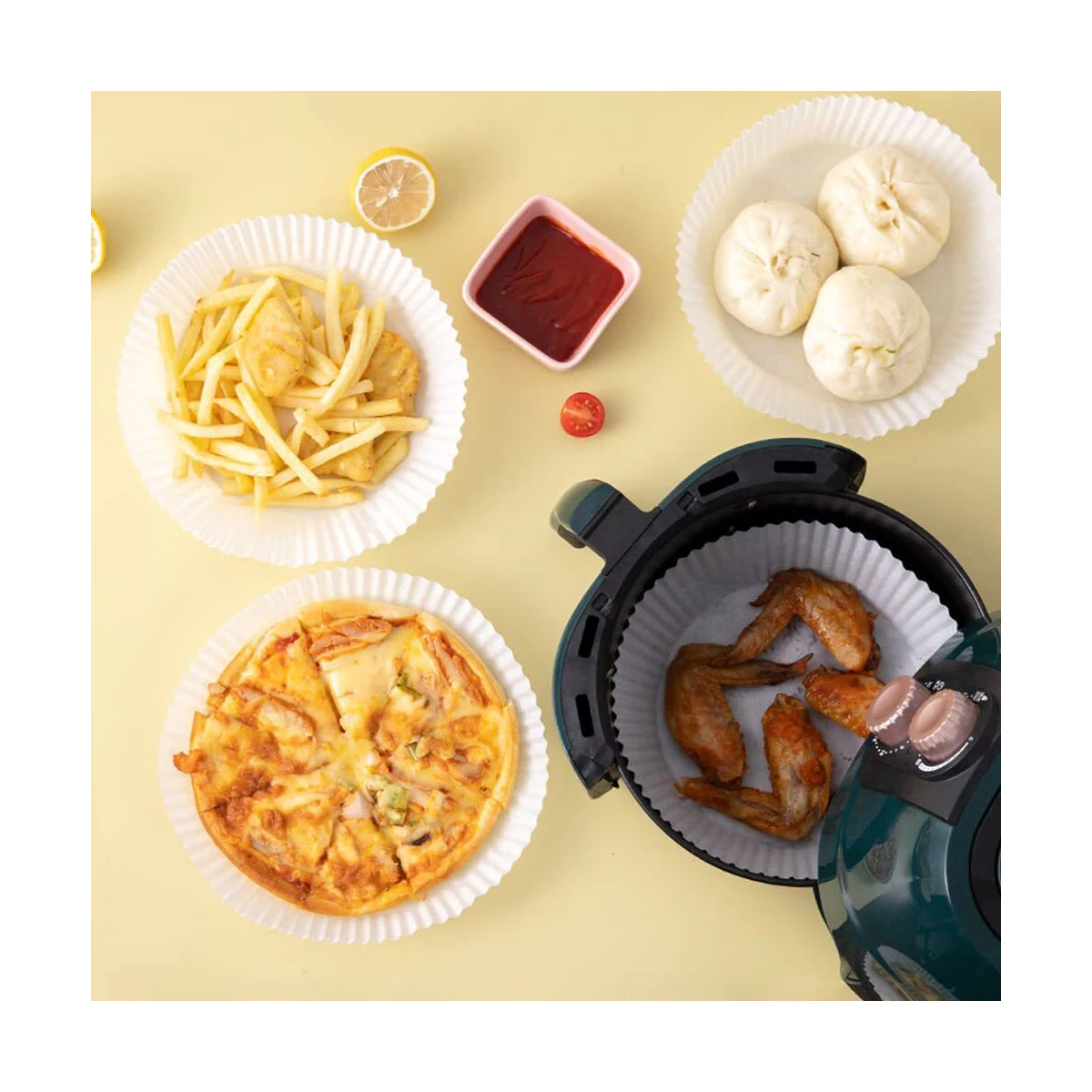 Air Fryer Engangspapir Hvit 16 cm 50 Stk
