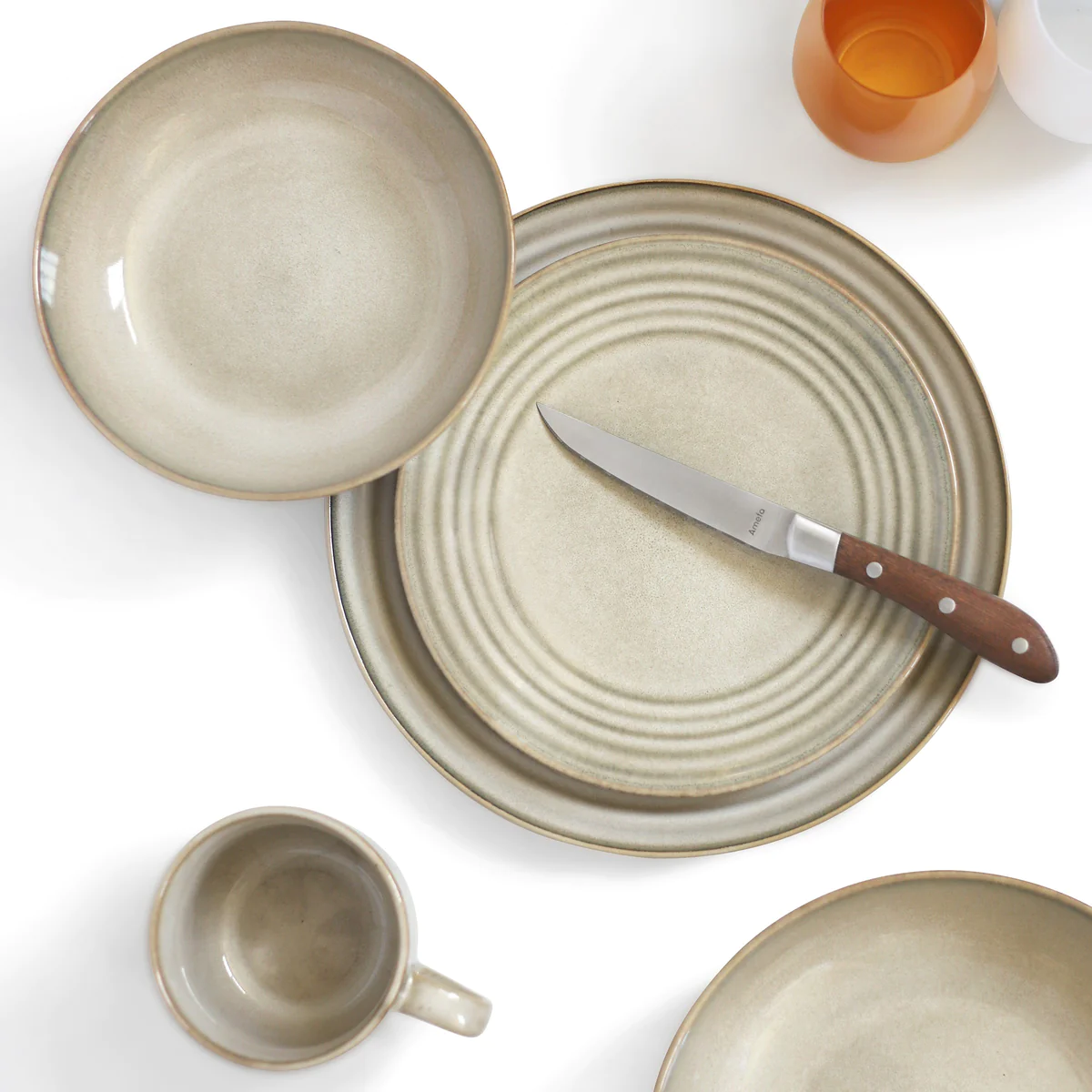 Flow Sable - Assiette gourmet 22 cm (lot de 6) Médard de Noblat