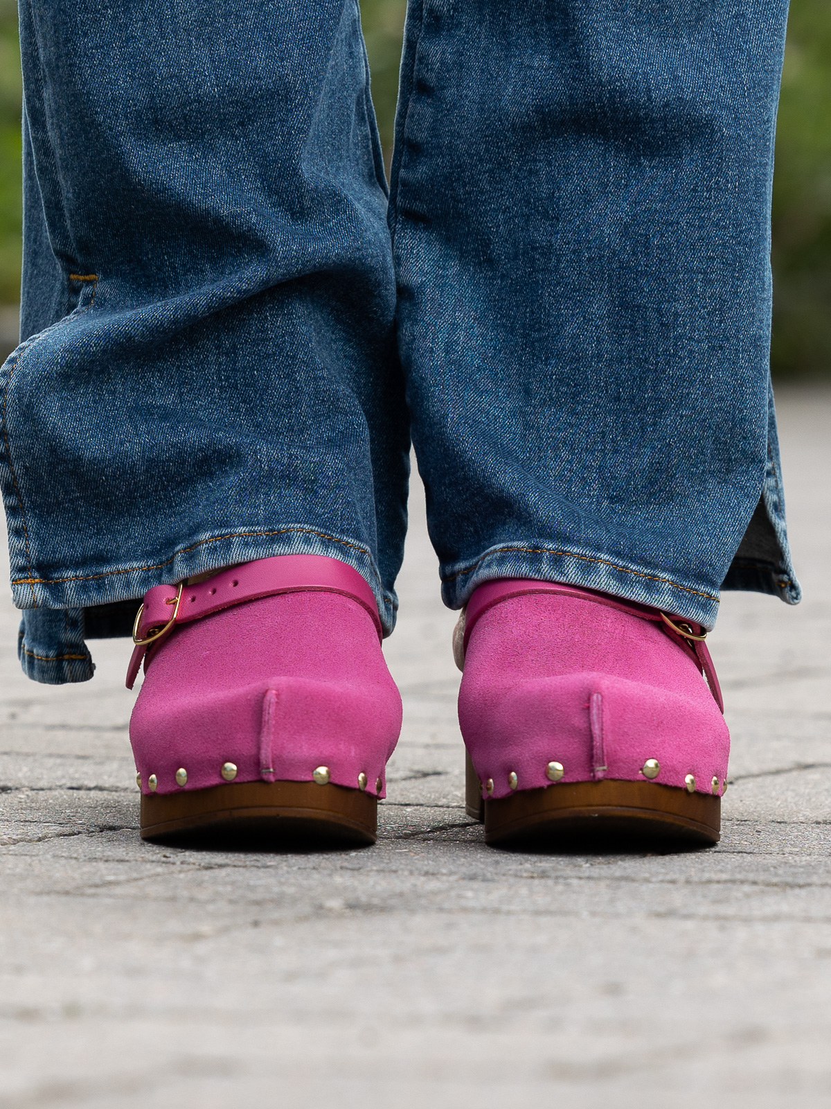 Clogs Suede Leather Fuxia - Trapes Sko