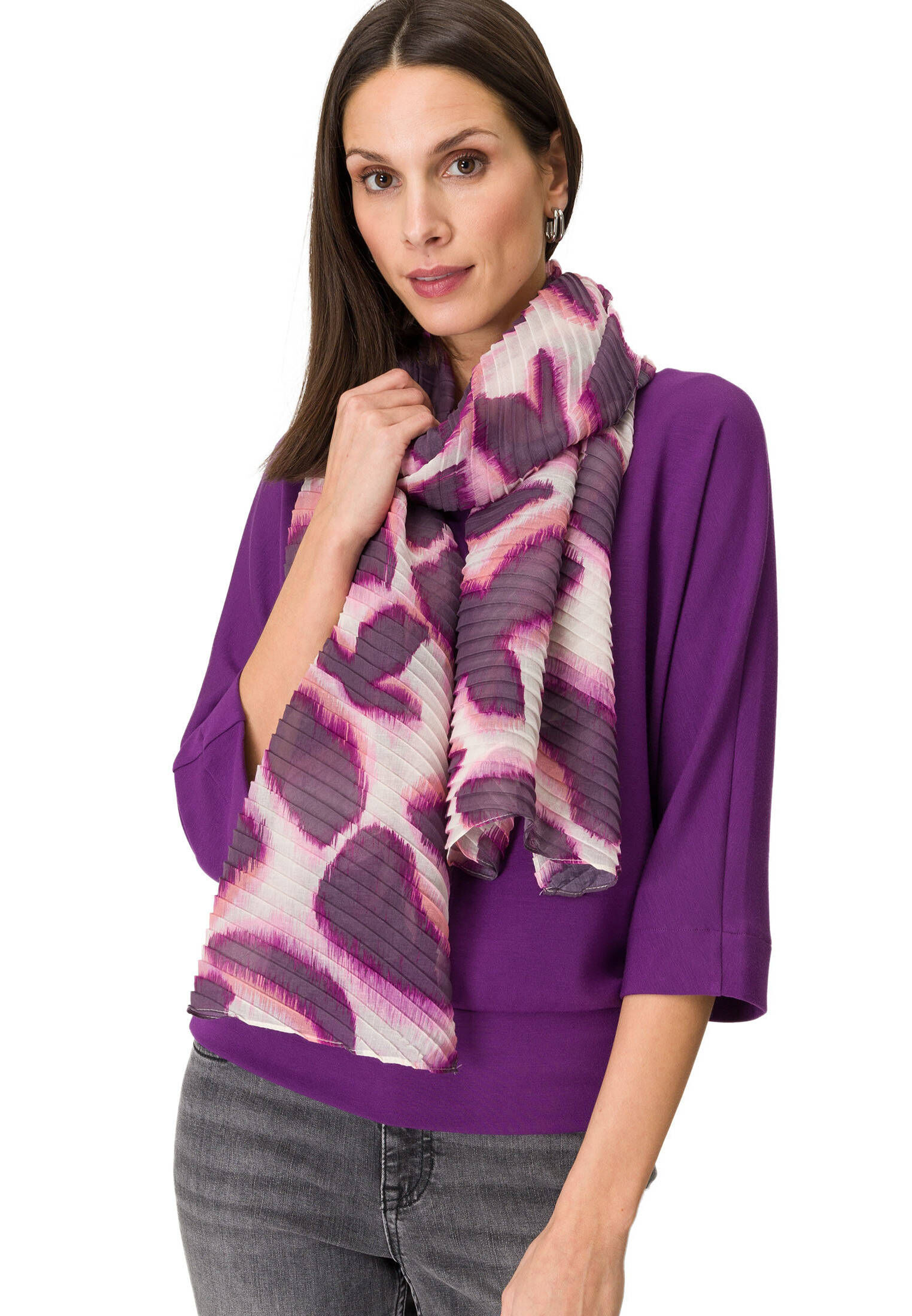 zero| Damen Plissee Schal mit Print