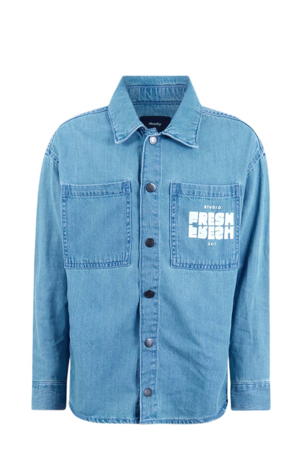 Shoeby denim overhemd met tekst denim blue