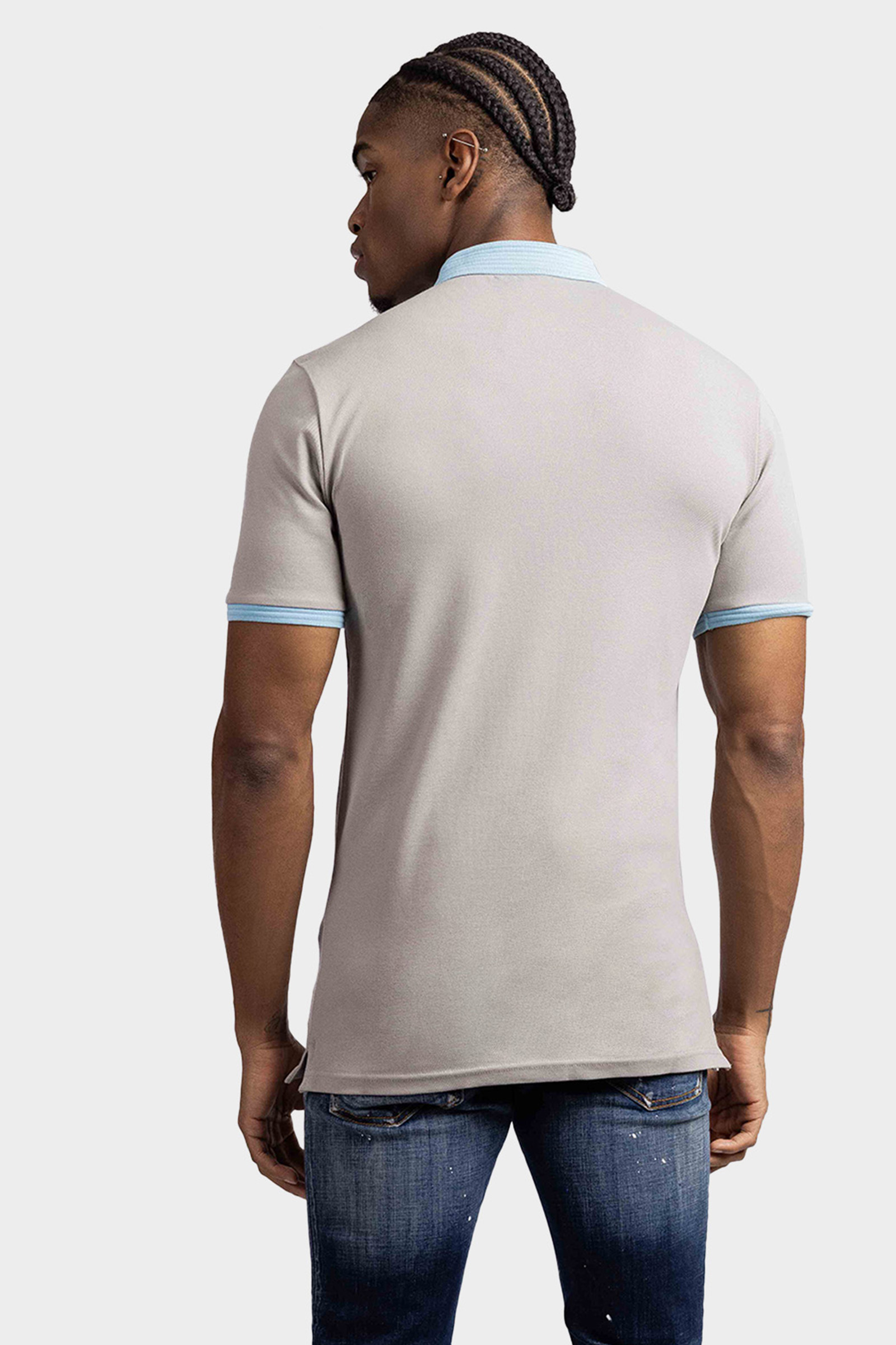 AB Lifestyle Regular Polo Heren Grijs/Lichtblauw