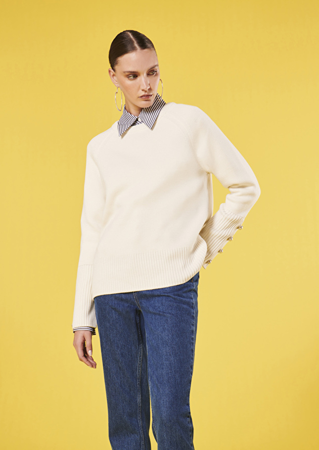 Pull Pierrickécru en laine et coton
