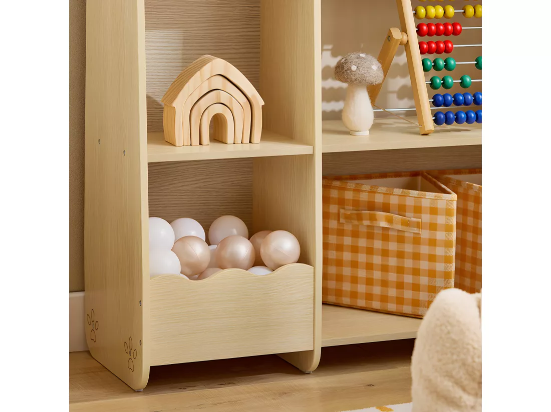 SoBuy Étagère de Rangement pour Enfants, Meuble Enfant Rangement pour Livres et Jouets, Bibliothèque Organisateur pour Chambre d’Enfants, Salle de Jeux, Salon, 91x30x100 cm, KMB101-N