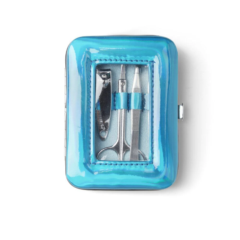Set manucure 5 pièces avec trousse iridescente - 4 modèles