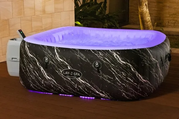 Bestway Lay-Z-Spa 6001F, 778 L, 6 person(er), Firkant, Boble/Jet massage, ABS, Polyethylenterephthalatfolie (PET), Polyvinylchlorid (PVC), Sort, Hvid