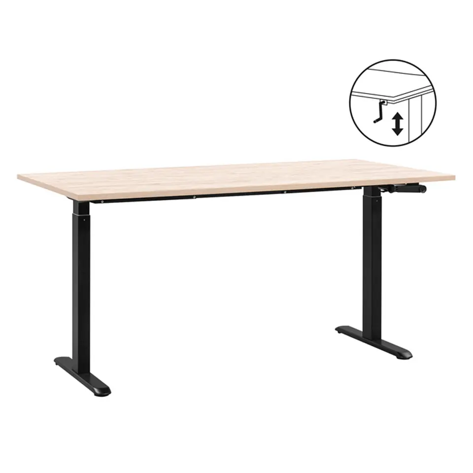 Bureau Homeworx zit/sta handmatig verstelbaar – eikenkleur/zwart - 75/118x160x80 cm