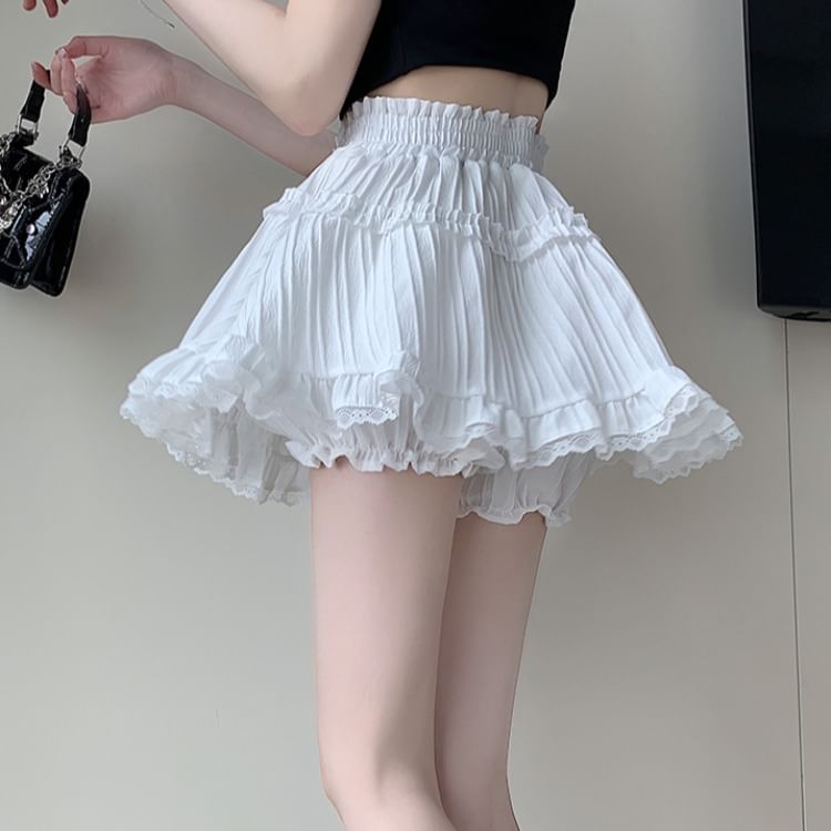 RONIN - Mini A-lijn rok met elastische taille en ruches