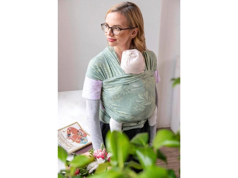 Manduca Babytrage Sling Grün Elastisches Babytragetuch für Neugeborene und Säuglinge