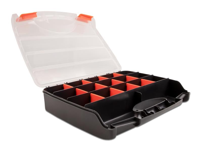 Delock Sortimentskasten Orange / Schwarz 17 Fächer Delock Sortimentsbox mit 17 Fächern 320 x 255 x 60 mm Orange / Schwarz