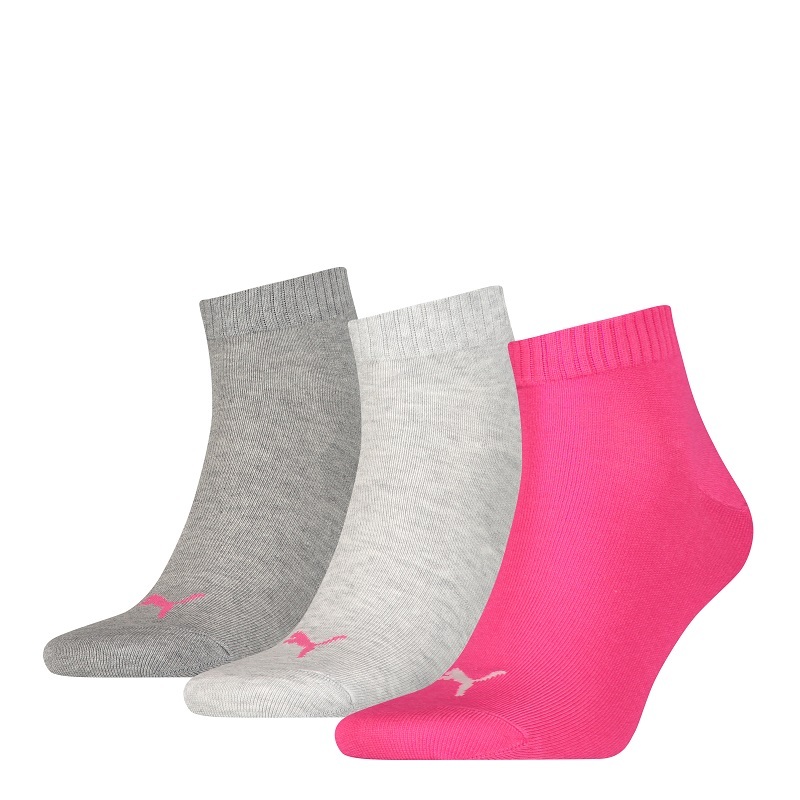 3er Pack PUMA Damen und Herren Socken - grau-hellgrau-pink - 35/38