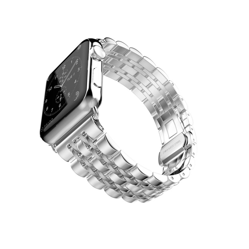 Apple Watch (42/41/40/38 mm) Edelstahl Armband mit Butterfly Verschluss - Silber