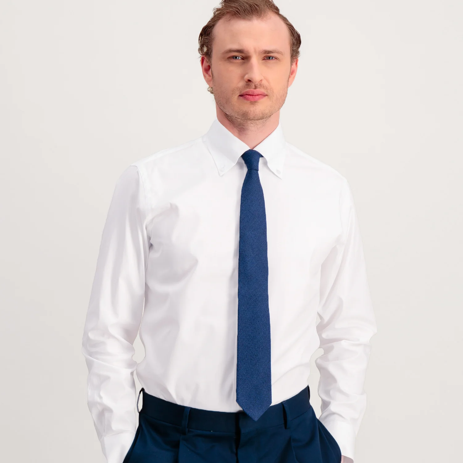 White double-twisted Oxford shirt