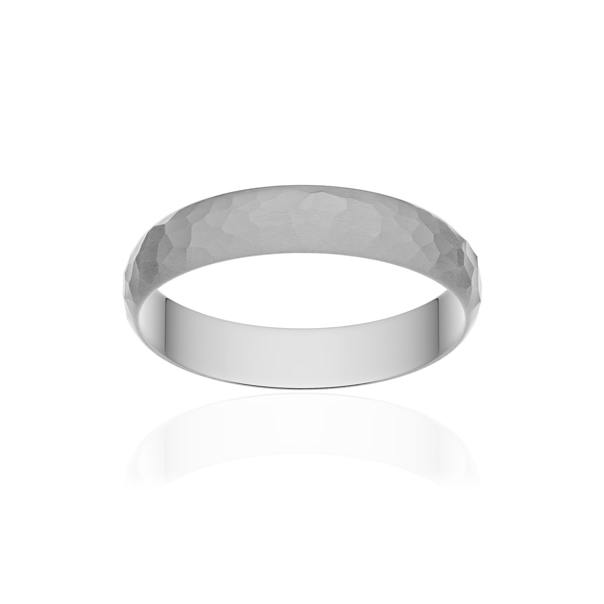 Alliance or 375 blanc martelé ruban 4mm