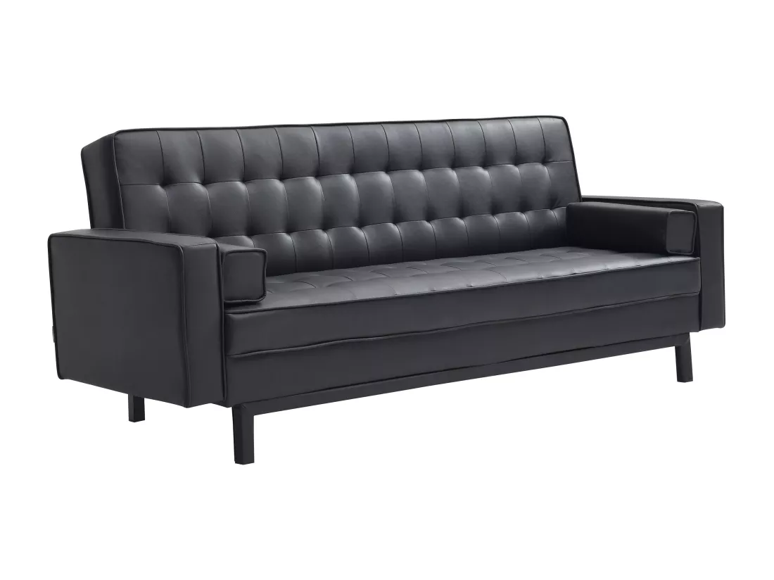 Canapé convertible clic-clac en simili noir ELEANOR II