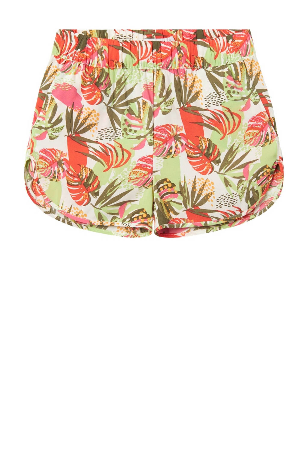 NAME IT gebloemde casual short NKFVINAYA groen/rood/wit