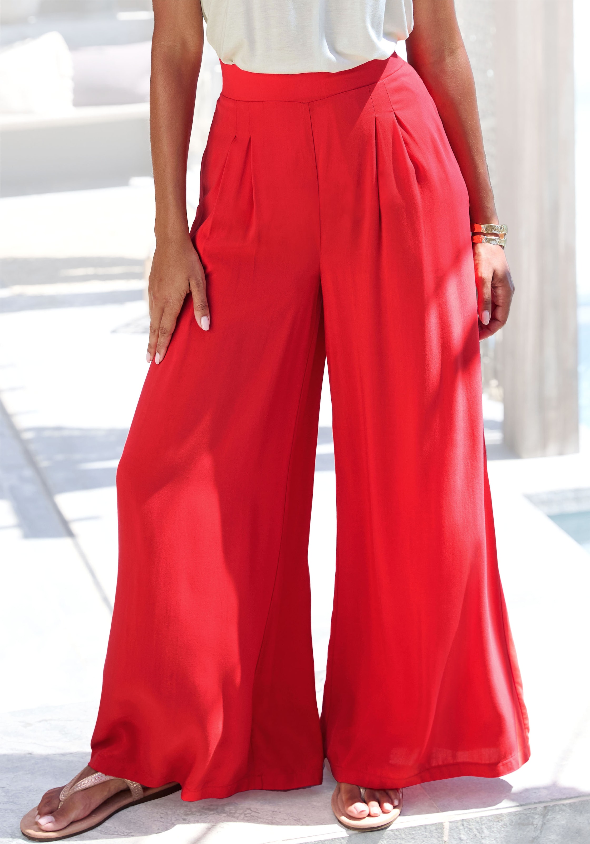 Buffalo Palazzohose  mit Seitennahttaschen, leichte Sommerhose, Wide-Leg