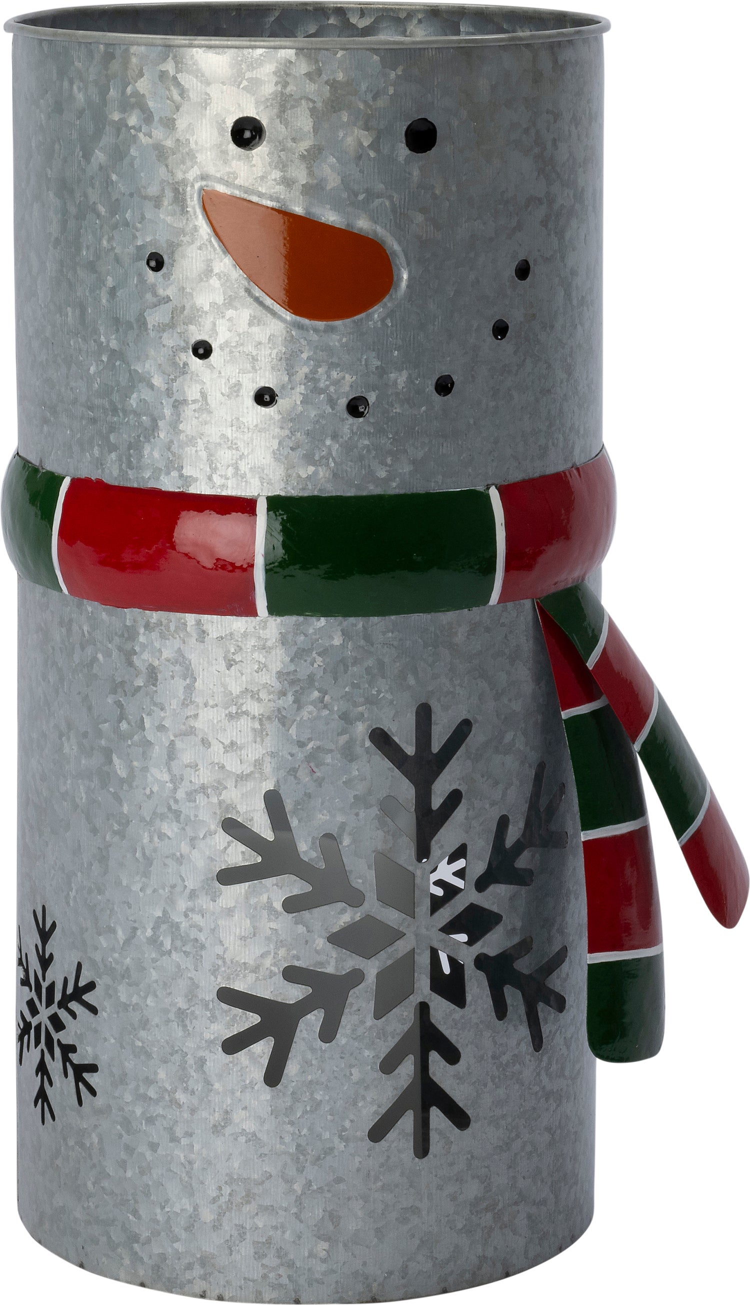 Intratuin lantaarn sneeuwpop zilver / rood / groen 18,5 x 18,5 x 38,5 cm