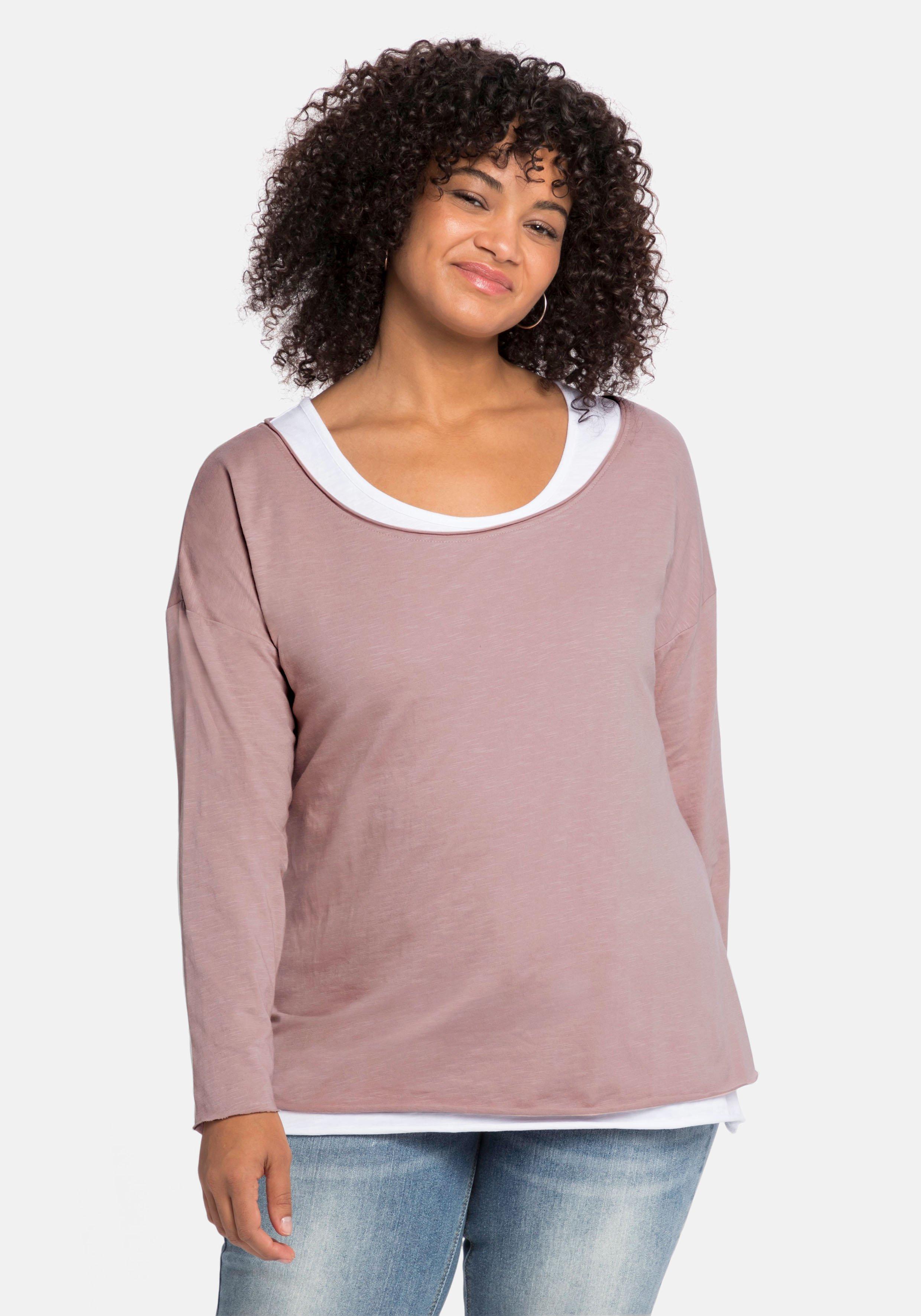 Langarmshirt im Layeringlook, mit Rollkanten