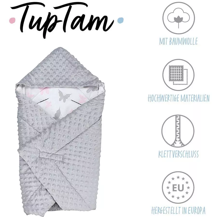 TupTam Baby Winter Einschlagdecke für Babyschale Wattiert rosa