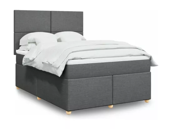 Sommier à lattes de lit avec matelas Gris foncé 160x200cm Tissu