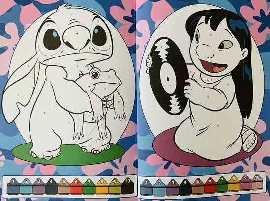Disney - Stitch Kleuren op Nummer Kleurboek - 30 Kleurplaten - 12 Kleurpotloden
