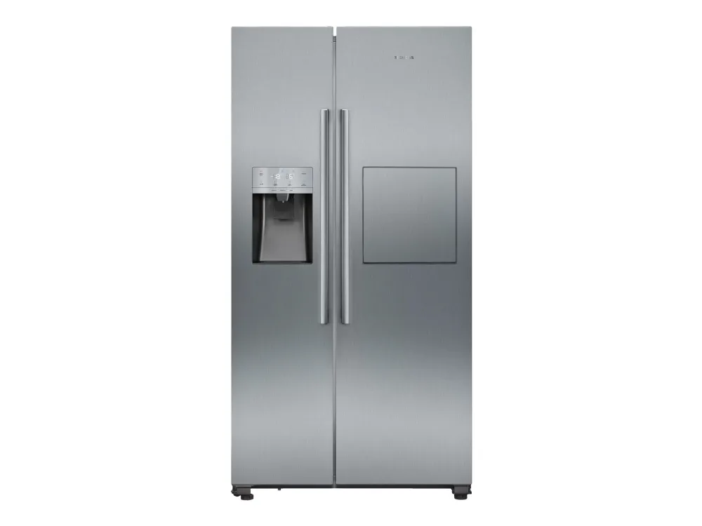 Siemens iQ500 KA93GAIEP - Køleskab/fryser - side ved side med vanddispenser, isdispenser - bredde: 90.8 cm - dybde: 76.2 cm - højde: 178.7 cm - 560 liter - Klasse E - rustfrit stål
