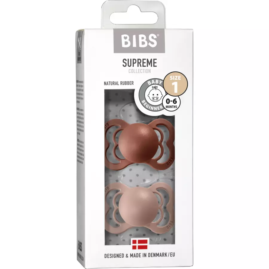 BIBS® Schnuller Supreme Blush  Woodchuck Latex 0-6 Monate, 2 Stk.