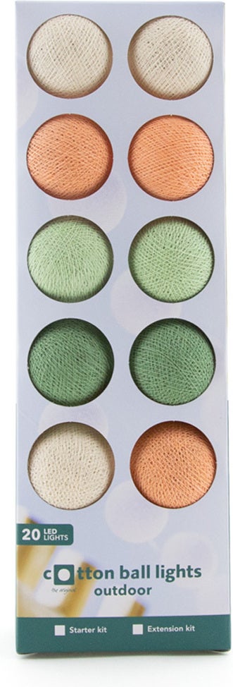 Cotton Ball Lights lichtsnoer Palm starter kit groen/oranje 7,4 m met 20 lampen