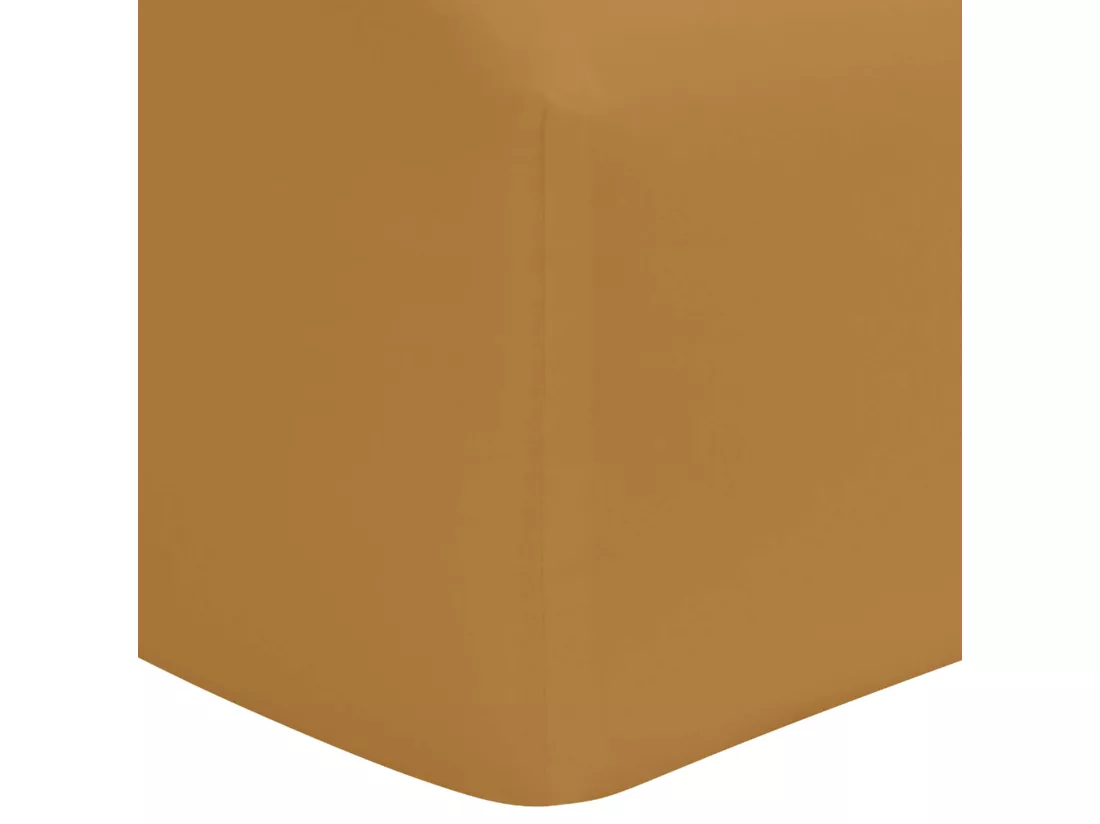 Drap housse curry 100% coton biologique bonnet 40 cm 140x200 cm