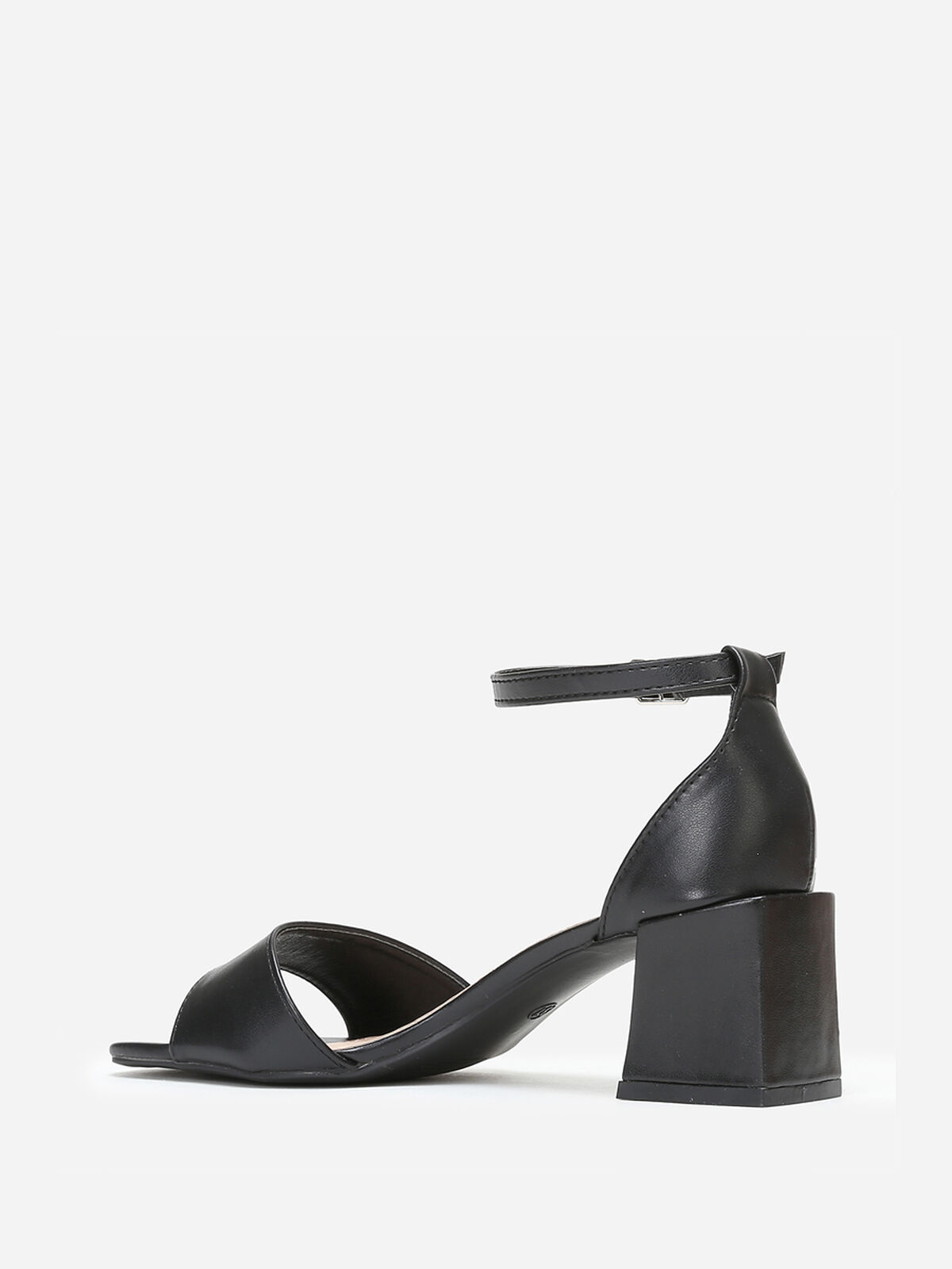 Sandales en simili à talon bloc- Noir
