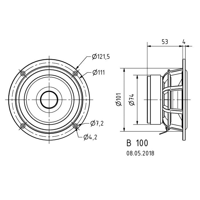 Visaton B 100 6 Ohm 4 inch fullrange luidspreker