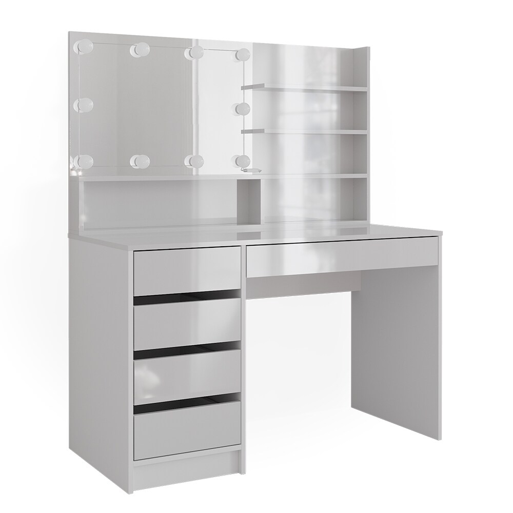 Vicco Schminktisch Sherry Weiß Hochglanz 120 x 75 cm Spiegel Regal LED modern