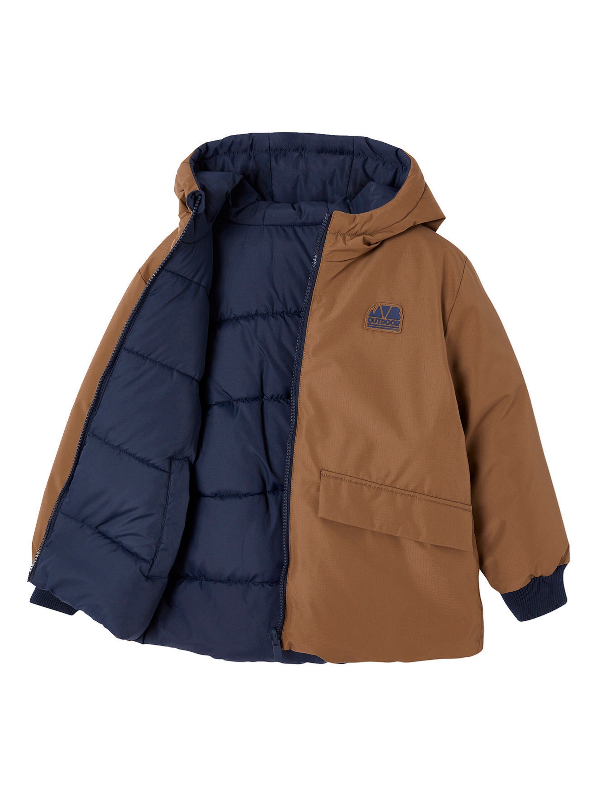 Vertbaudet Wendbare Jungen Jacke mit Kapuze und Recycling-Polyester bronze