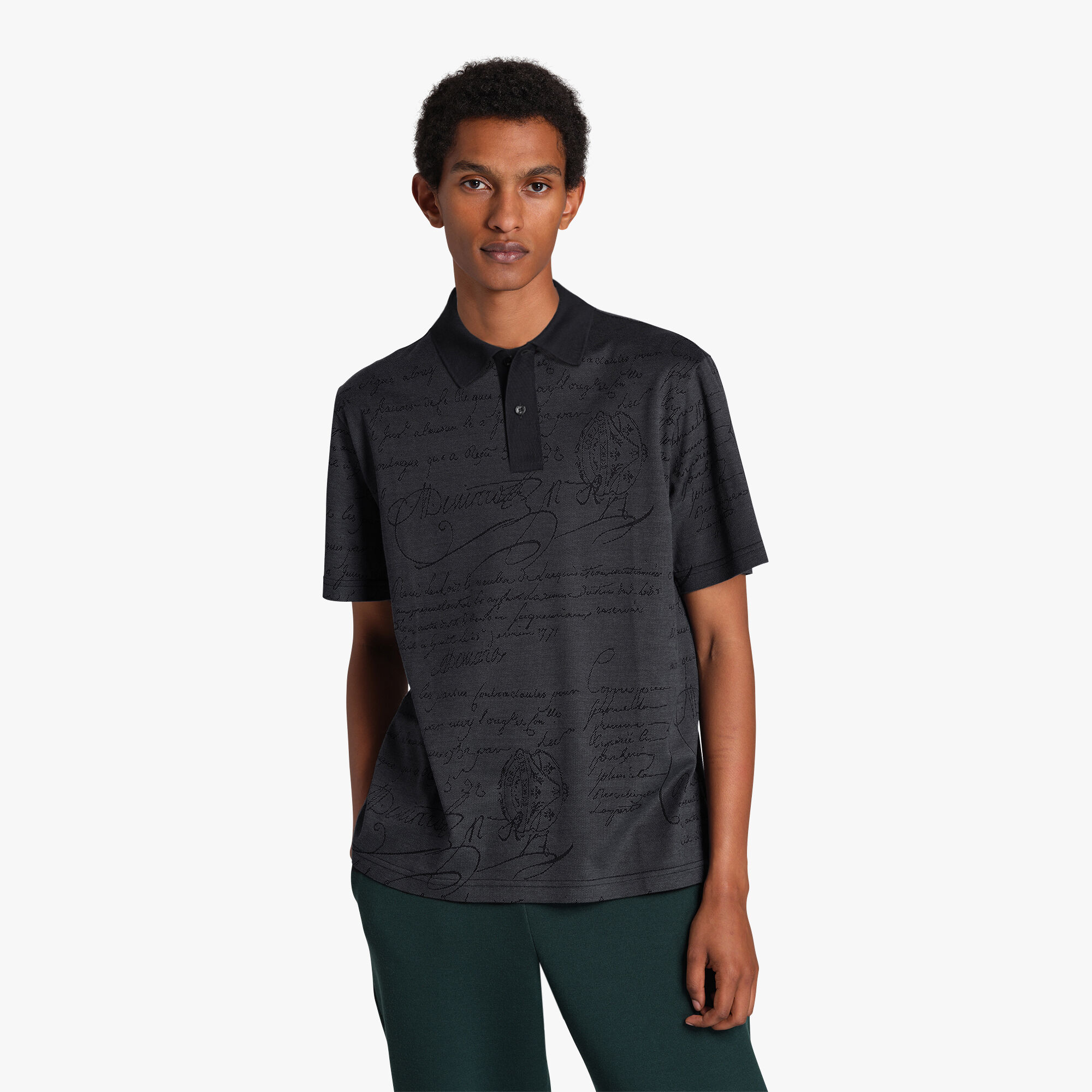 Polo En Jacquard Scritto All-Over